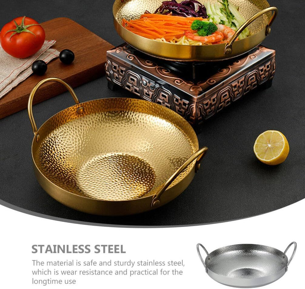 Golden Double Handle Pot Stainless Steel Pan Stovetop Cooking Pot - 22Cm