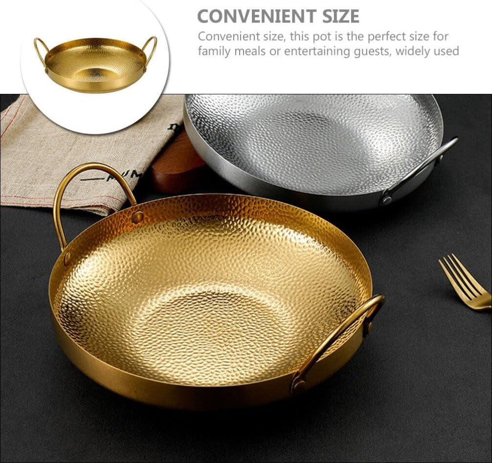 Golden Double Handle Pot Stainless Steel Pan Stovetop Cooking Pot - 22Cm