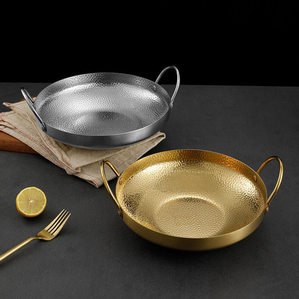 Golden Double Handle Pot Stainless Steel Pan Stovetop Cooking Pot - 22Cm