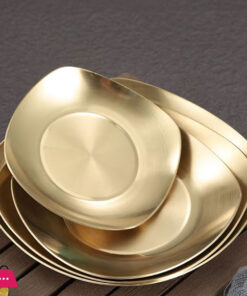 Golden Plate Square Korean Style Stainless Steel Luxury Square Plates Golden - 20Cm 11 Golden Plate Square Korean Style Stainless Steel Luxury Square Plates Golden - 20Cm - Image 3