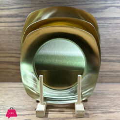 Golden Plate Square Korean Style Stainless Steel Luxury Square Plates Golden - 20Cm