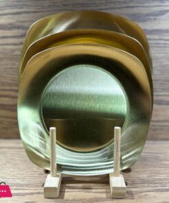 Golden Plate Square Korean Style Stainless Steel Luxury Square Plates Golden - 20Cm 10 Golden Plate Square Korean Style Stainless Steel Luxury Square Plates Golden - 20Cm - Image 2