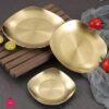 Golden Plate Square Korean Style Stainless Steel Luxury Square Plates Golden - 26.5Cm