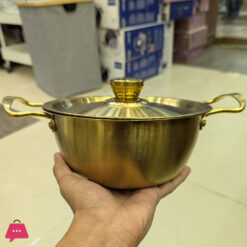 Golden Pot Koreanstyle Noodle Pot with Double Handles Cooking Soup Pot stainless Steel -18CM