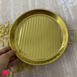 Golden Steak Style Platter Round Rustproof Dinner Plate 7.5 Inch