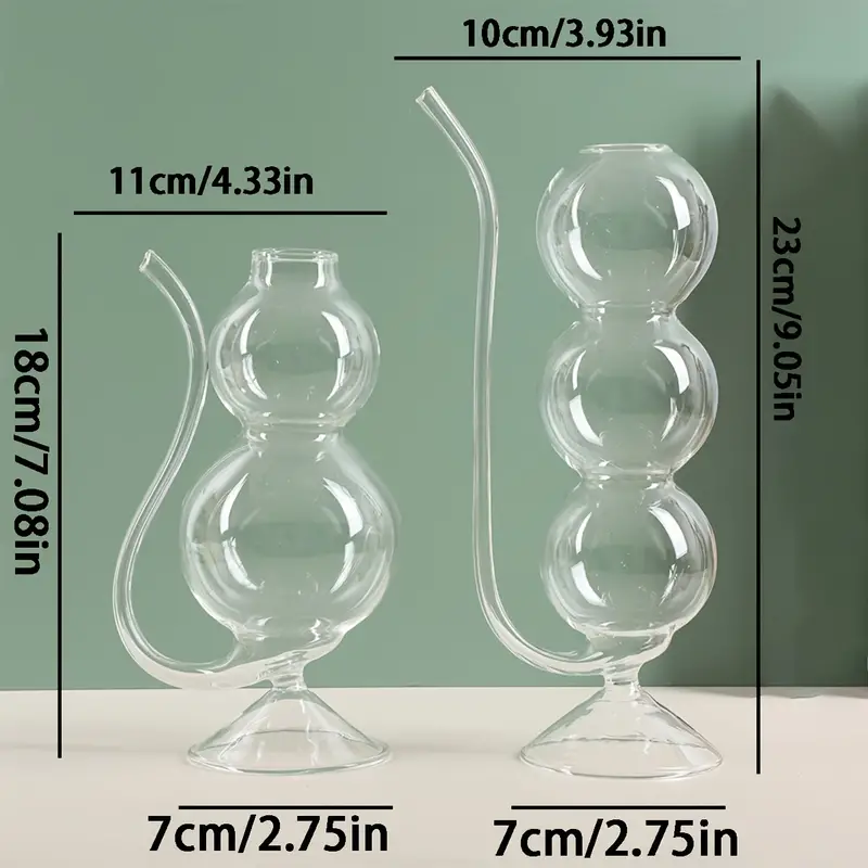 Hand Blown Bubble Glass Cocktail Flute With Straw Multi-Purpose Water Glass 1Pc 350Ml