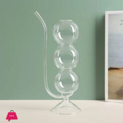 Hand Blown Bubble Glass Cocktail Flute With Straw Multi-Purpose Water Glass 1Pc 350Ml