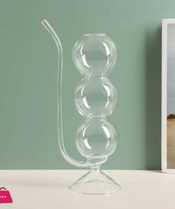 Hand Blown Bubble Glass Cocktail Flute With Straw Multi-Purpose Water Glass 1Pc 350Ml - Image 5