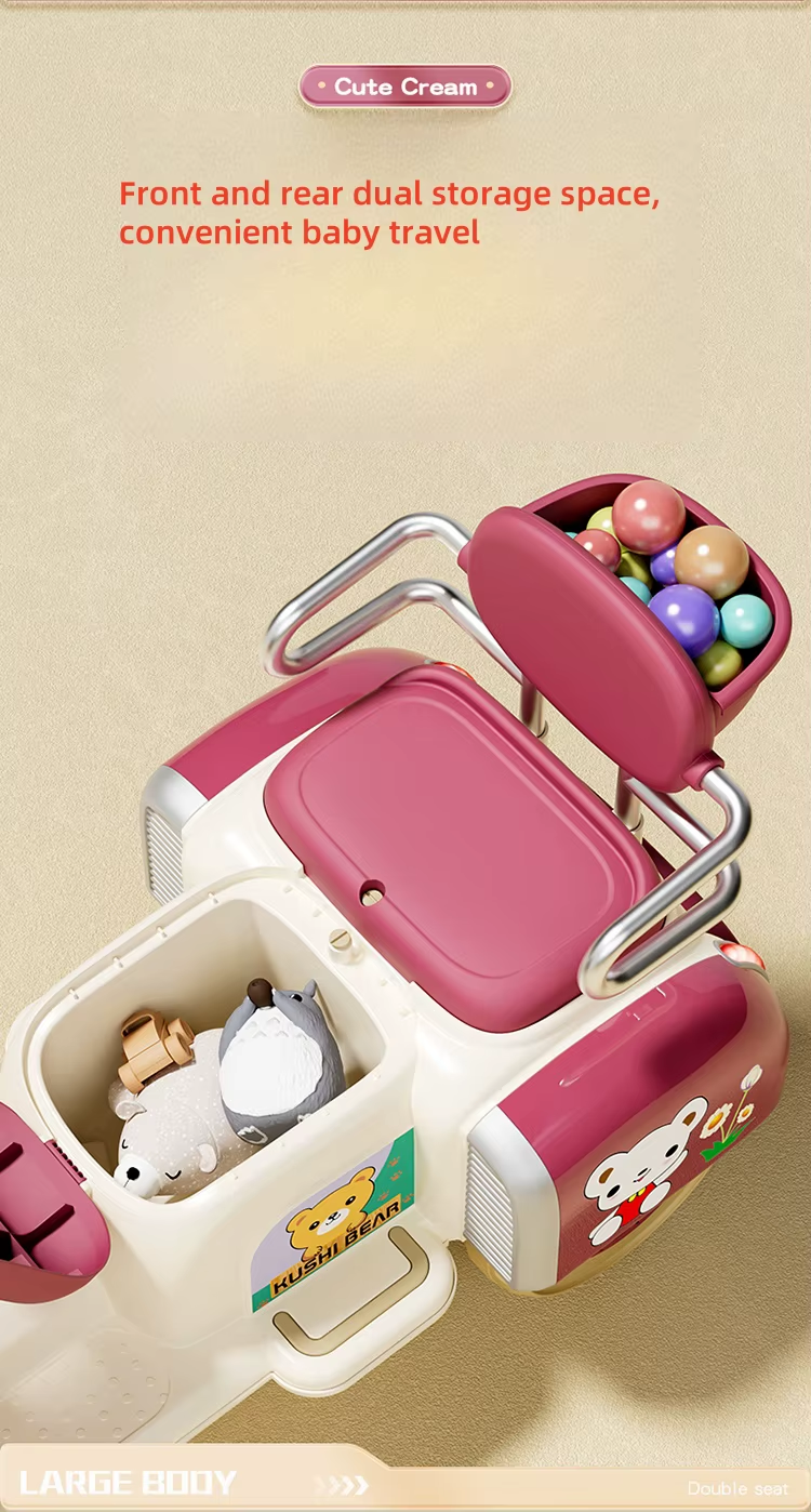 Kids Multi-Functional Electric Double Seater Rechargeable Bike 2-8 Years Kids