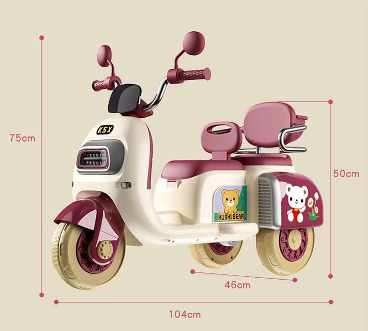 Kids Multi-Functional Electric Double Seater Rechargeable Bike 2-8 Years Kids