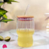 New Design Straw Glass Tumbler With Lid