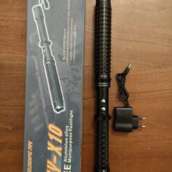 Powerful Self Defense Telescopic Taser Baton Rechargeable Tactical Q5 Led Flashlight With Zoom