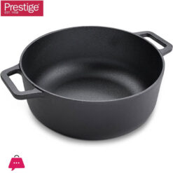 Prestige Cast Iron Casserole 24 Cm Induction With Glass Lid Biryani Pot With Heavy Bottom Cast Iron Cookware - 48897