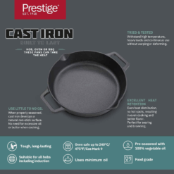 Prestige Cast Iron Dual Handle Fry Pan 24 Cm Cast Iron Skillet - 48887