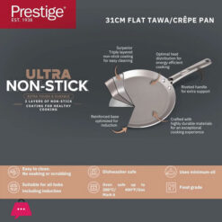 Prestige Ultra Non Stick Flat Tawa Induction-Based Tawa For Roti And Dosa Triple Layered Non-Stick Coated 31Cm