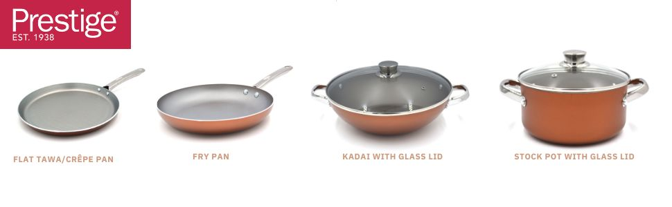 Prestige Ultra Non Stick Kadai With Glass Lid And Induction-Based Triple Layered Non-Stick Coated Wok - 28Cm