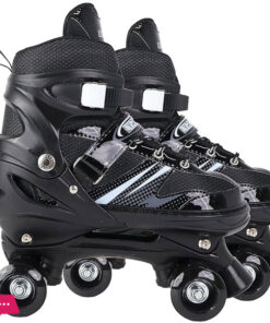 Roller Derby Wheel Roller Skates With Break For Boys Kids And Girls Adjustable Skating Shoe(Black)