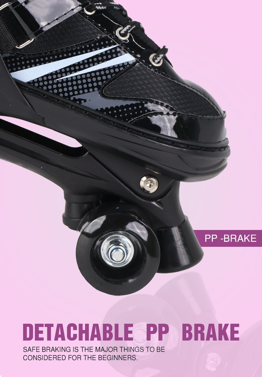 Roller Derby Wheel Roller Skates With Break For Boys Kids And Girls Adjustable Skating Shoe(Black)