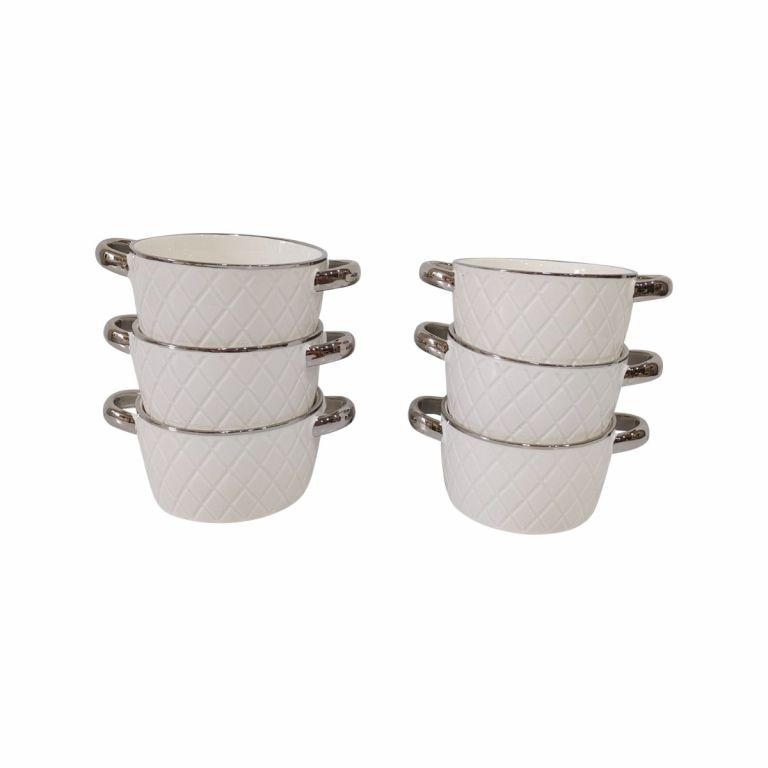 Soup Serving Set White-Silver 7-Piece