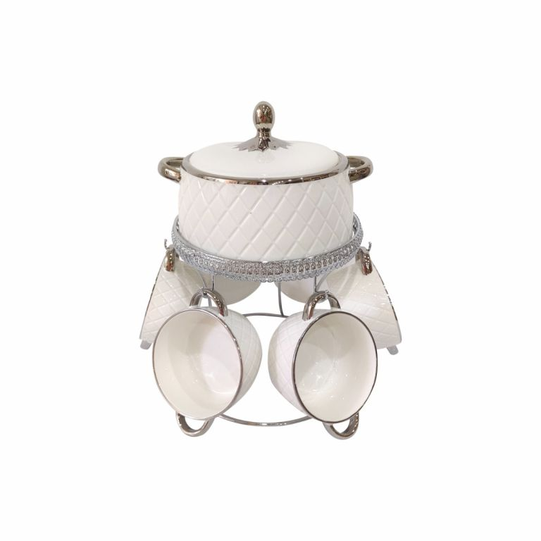 Soup Serving Set White-Silver 7-Piece