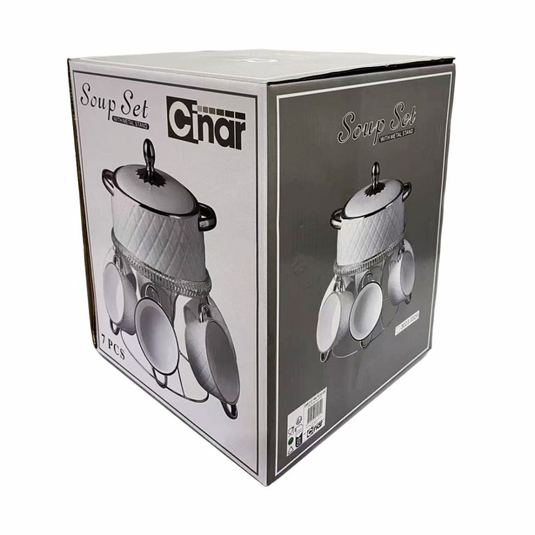 Soup Serving Set White-Silver 7-Piece