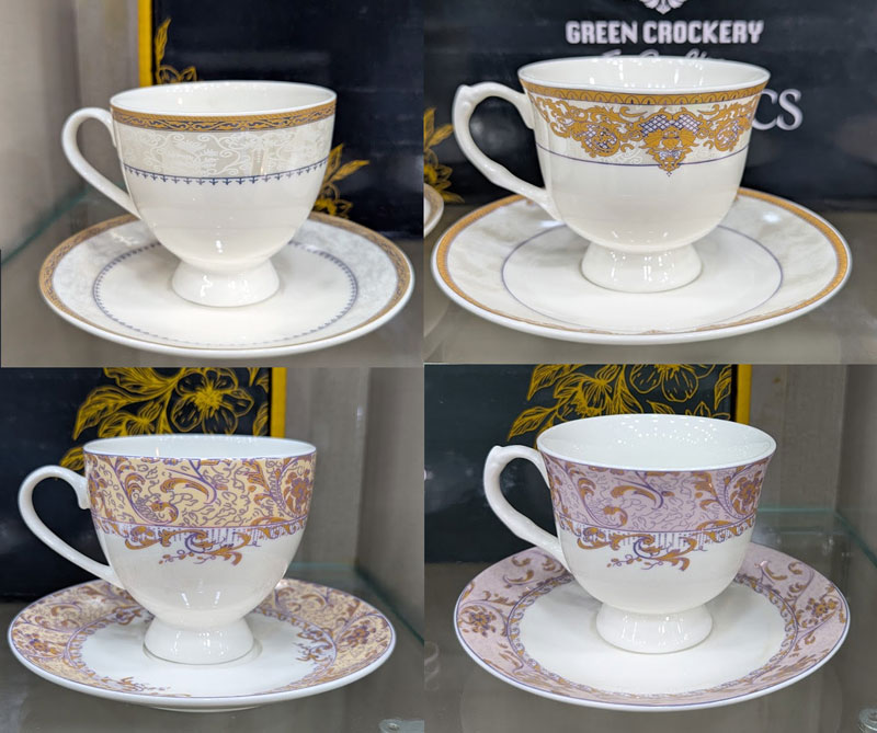 Spk Fine Bone China Tea Cup And Saucer 6+6