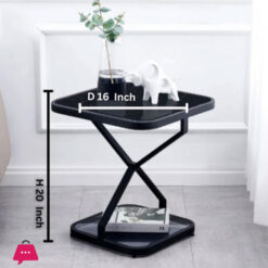Square Small Side Table With Iron Legs - Square