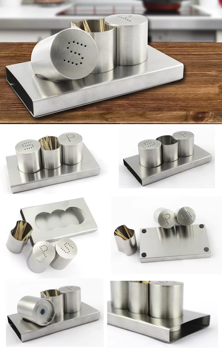 Stainless Steel Salt And Pepper With Toothpick Holder 4 Stainless Steel Salt And Pepper With Toothpick Holder