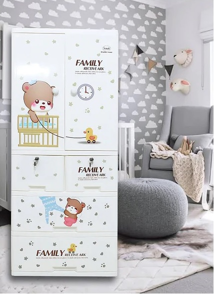 Sonati Wardrobe Multipurpose Staorage Drawer - Toy Almari Hanging Portion Cupboard Decorative Style - Almari Cabinet Portable With 6 Drawer