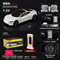 1:24 Tesla R Roadster High Simulation Diecast Metal Alloy Model Car Sound Light Pull Back