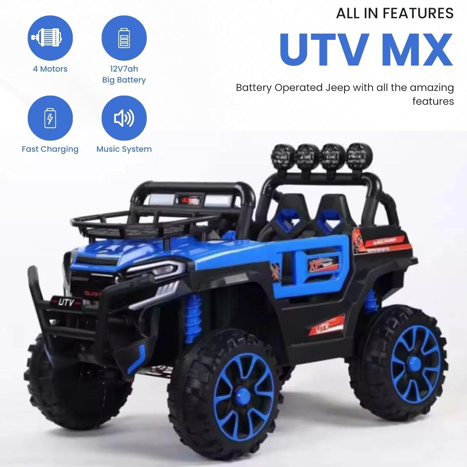 2 Seater Utv Mx 4X4 Battery Operated Electric Jeep For 2-12 Years Kids