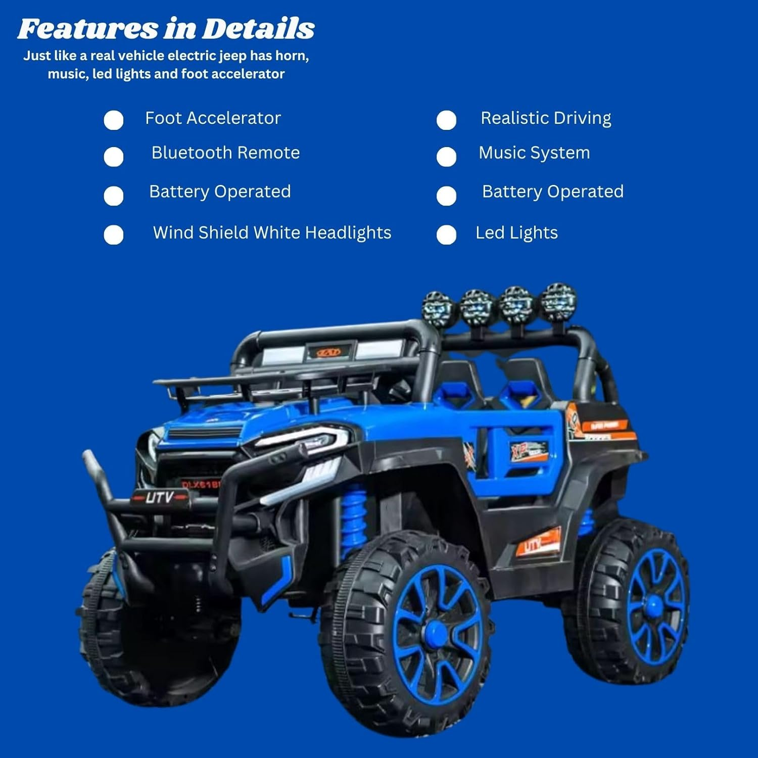 2 Seater Utv Mx 4X4 Battery Operated Electric Jeep For 2-12 Years Kids
