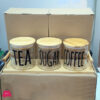 3-Piece Glass Jar With Bamboo Lid Tea Coffee Sugar