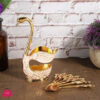 6Pcs Golden Spoon Set With Golden Swan Holder Ng002