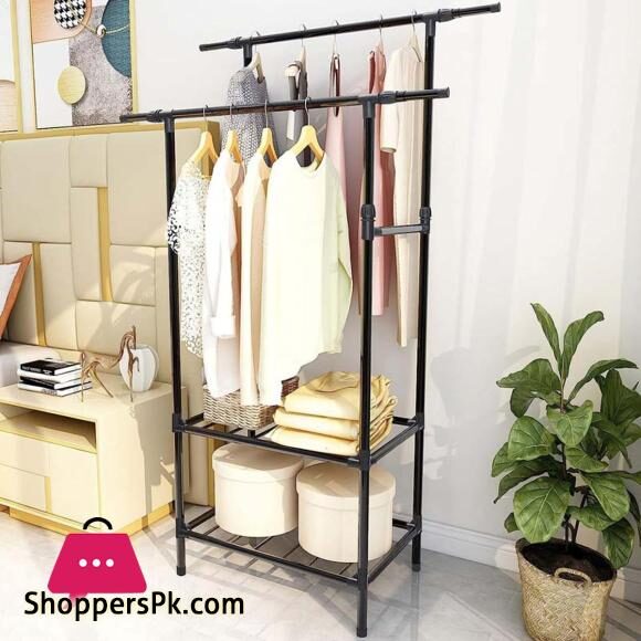 Clothes Rails Heavy Duty Garment Racks For Hanging Clothes With Shelves Double Rods Shape 1