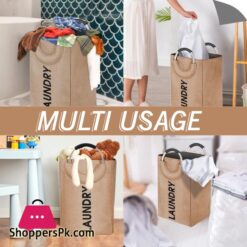 Foldable Handheld Laundry Basket Toy Storage Basket With Ring Padded Aluminum Handle