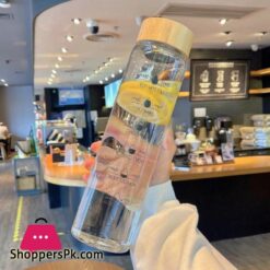 Glass Water Bottle With Time Marker Motivational Cup For Sport Fitness Leakproof Drinking Bottle 1000Ml