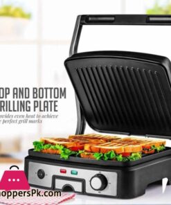 Imported National Electric Panini Press Contact Griller Commercial Contact Griller 180 Degree Flat Contact Grill Griller for Barbeque Burger Grilled Cheese Non Stick Double Sided Flat Plates Complete 5 Years Warranty Model GR 6066