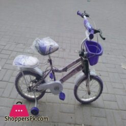 Mama Love Cycle For Kids 5 To 10 Years With Basket Backseat 18 Inch Cycle For Girls With Double Chimta Double Brake Tubeless Tyres Bicycle For Girls With Training Wheel