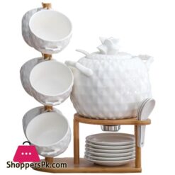 Nordic Ceramic Soup Pot Set Pineapple Shape 21 Pieces