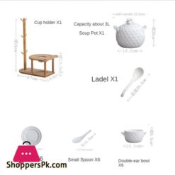 Nordic Ceramic Soup Pot Set Pineapple Shape 21 Pieces