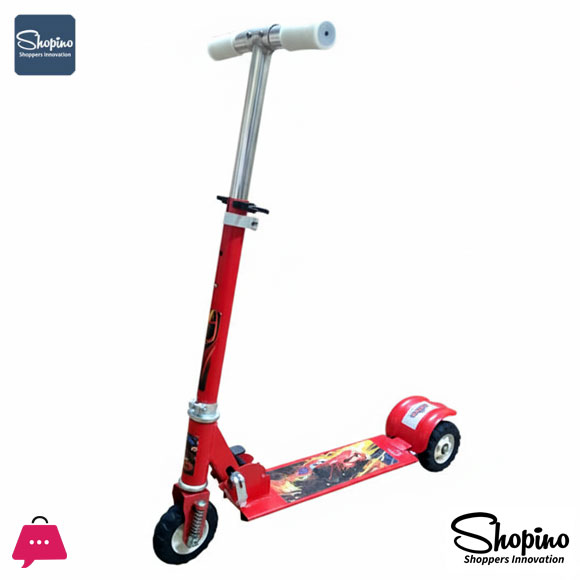 Shopino Kids Scooter Foldable - Black & Transparent Wheel - Bacchon ki Scooty - Adjustable Height - 2-8 Years Kids