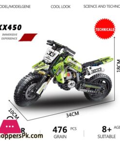 Technology Kawasakii Dirt Motorcycle Building Blocks Model Motorbike Toy