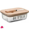 Pyrex Glass Butter Dish With Wood Lid And Knife