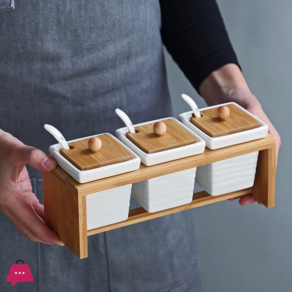 Ceramics Condiment Jar Kitchen Seasoning Box 3 Ceramics Condiment Jar Kitchen Seasoning Box