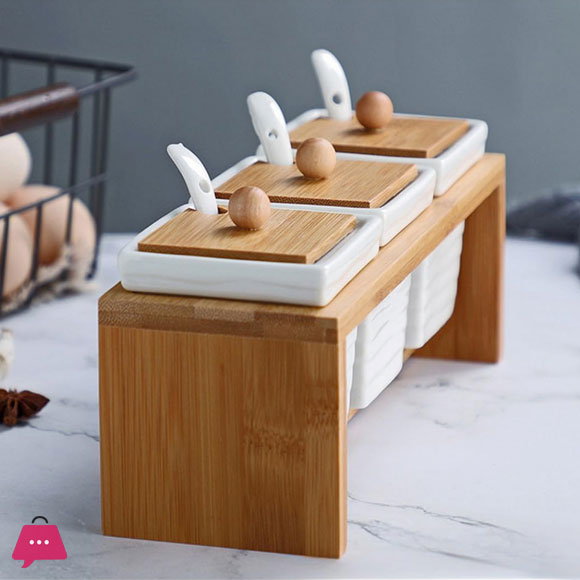 Ceramics Condiment Jar Kitchen Seasoning Box 5 Ceramics Condiment Jar Kitchen Seasoning Box - Image 3