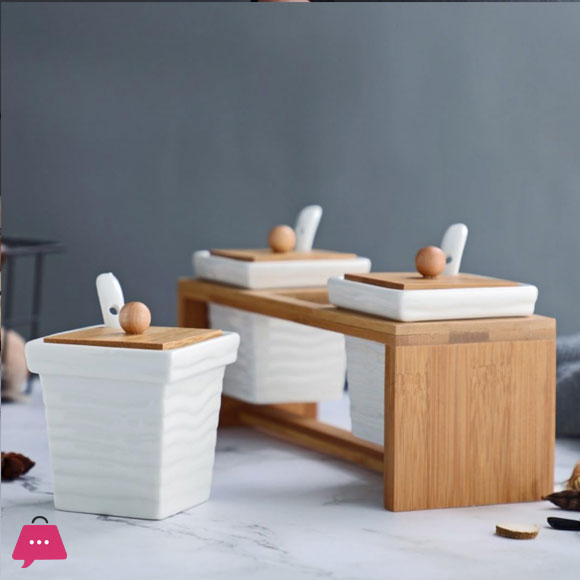 Ceramics Condiment Jar Kitchen Seasoning Box 6 Ceramics Condiment Jar Kitchen Seasoning Box - Image 4