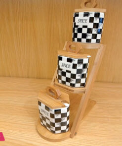 Checkered Chess Design Ladder Porcelain Spice Set