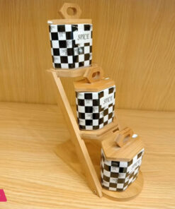 Checkered Chess Design Ladder Porcelain Spice Set - Image 3