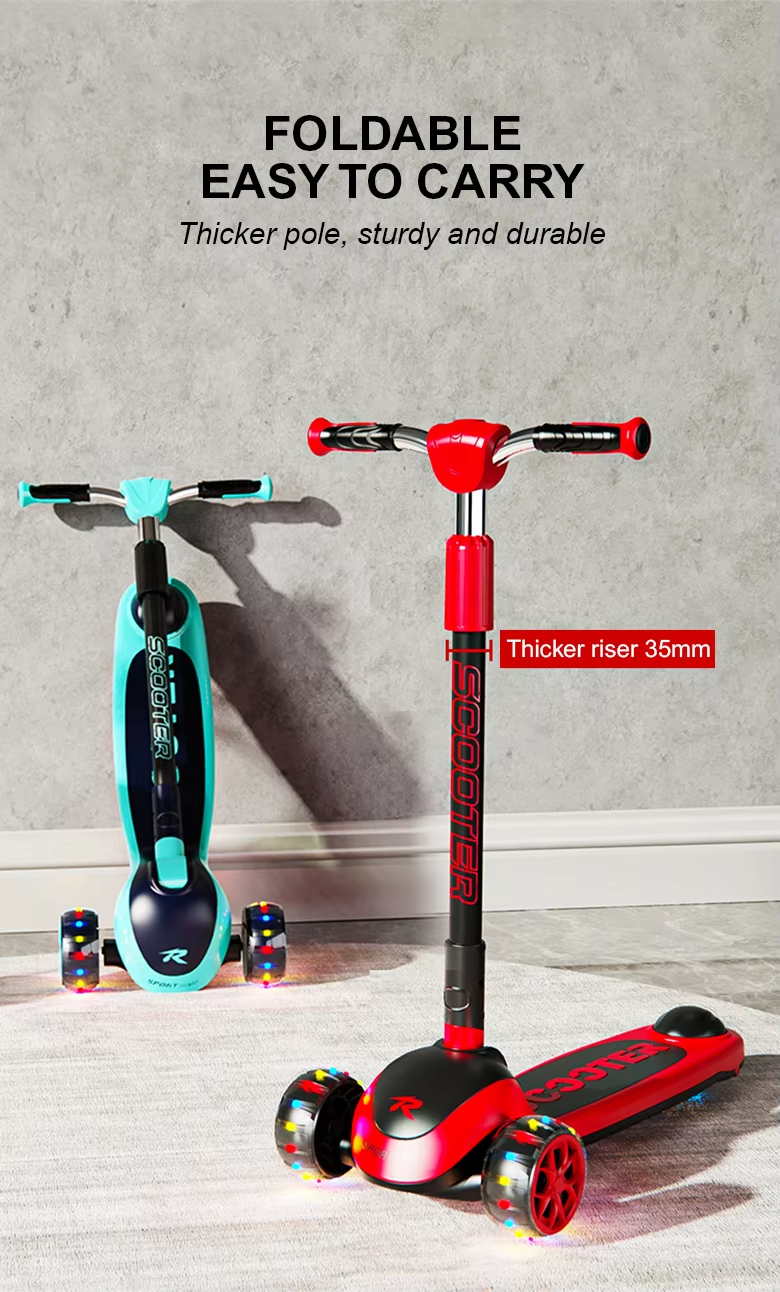 Children'S Scooter Kids 3 Wheels 3-18 Years Toddler Scooty 3 Pu Led Wheels